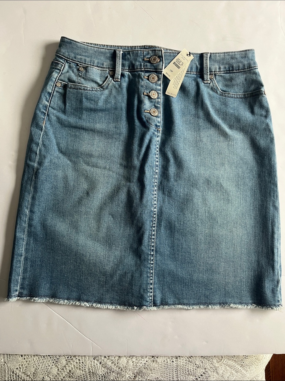Talbots Light Blue Button-Front Denim Skirt 10P